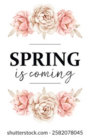watercolor vector illustration with text
poster minimalistic spring is coming