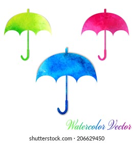 Watercolor Vector Illustration of Umbrella Element for Design, Web Site, Background, Banner. Beautiful Water Color Shape template 