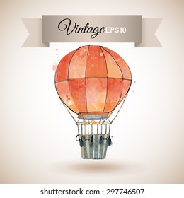 Watercolor vector illustration of vintage balloon