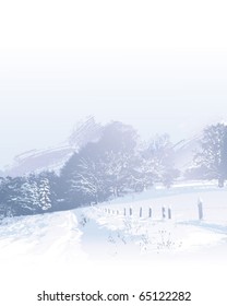 watercolor vector illustration of winter outdoors