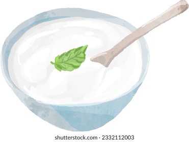 Ilustración vectorial de la acuarela del yogur