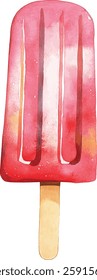 watercolor vector illustrations set of summer ice-cream and popsicle
