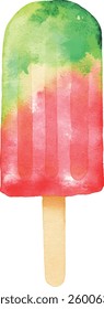 watercolor vector illustrations set of summer ice-cream and popsicle
