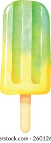 watercolor vector illustrations set of summer ice-cream and popsicle
