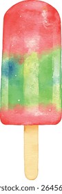 watercolor vector illustrations set of summer ice-cream and popsicle
