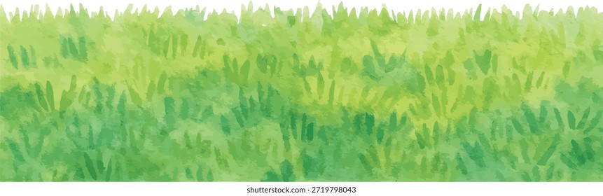 Ilustrador de Vector de acuarela de un campo herboso aislado sobre fondo blanco.