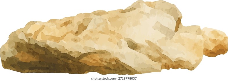 Ilustrador de Vector de acuarela de una roca aislada sobre fondo blanco.