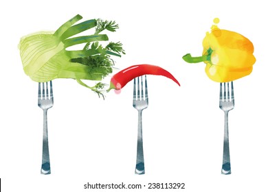 Watercolor vector kitchen background