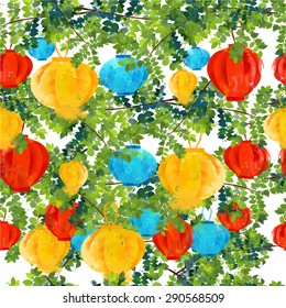 watercolor vector lampion patterns 