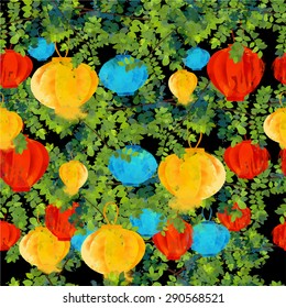 watercolor vector lampion patterns 