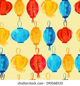 watercolor vector lampion patterns 