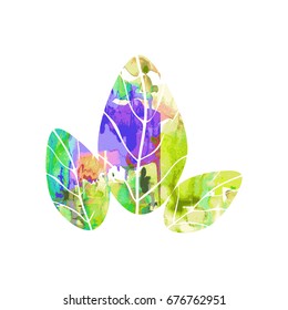 Watercolor vector leaves