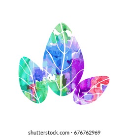 Watercolor vector leaves