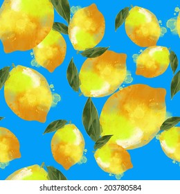 watercolor vector lemon pattern