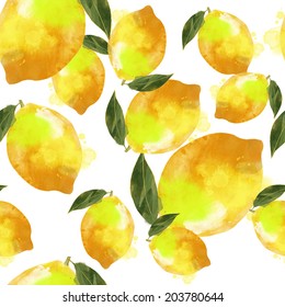 watercolor vector lemon pattern