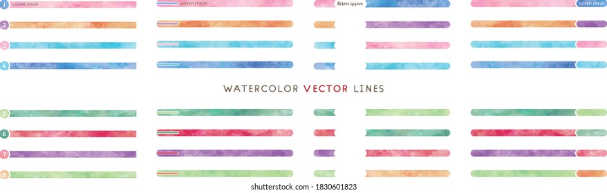 watercolor vector line frame set