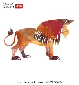 Watercolor vector logo of lion