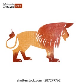Watercolor vector logo of lion