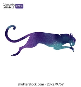 Watercolor vector logo of panther