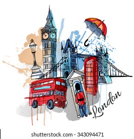 Watercolor vector London landmark