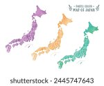 Watercolor vector map of Japan