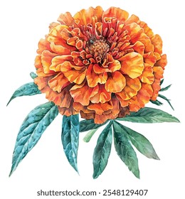 Watercolor vector of marigold resilient flower, isolated on a white background, marigold resilient painting