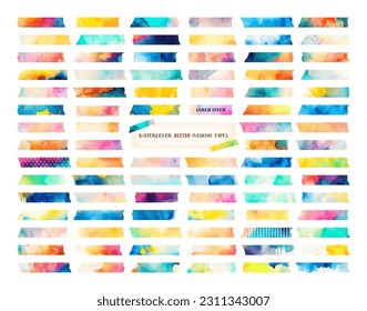 watercolor vector masking tape set