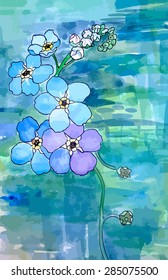 watercolor vector me-nots flowers