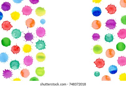Watercolor vector multicolored background. Colorful watercolor splash pattern. Watercolor splash on white background