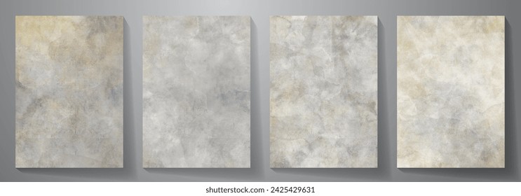 Watercolor vector old paper background set for cards, flyer, poster, banner and cover design. Hand drawn vintage illustration for your design. Place for text. Aged texture. Template for design.