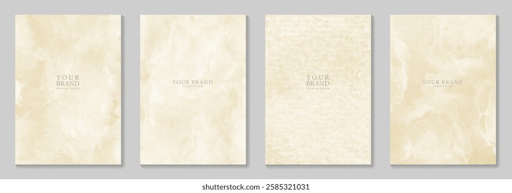 Watercolor vector old paper background set for cards, flyer, poster, banner and cover design. Hand drawn watercolor illustration for your design. Place for text. Aged texture. Template for design.