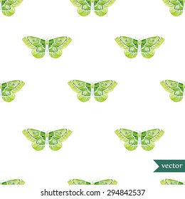 watercolor vector pattern butterfly, green butterfly