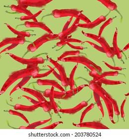 Watercolor vector pattern chili