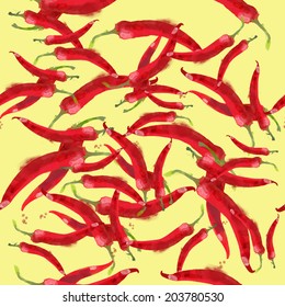 Watercolor vector pattern chili
