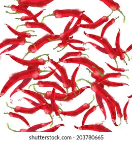 Watercolor vector pattern chili