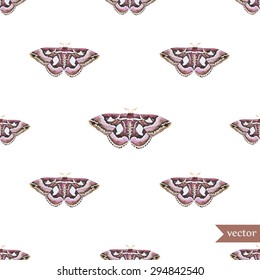 watercolor vector pattern moth, brown butterfly