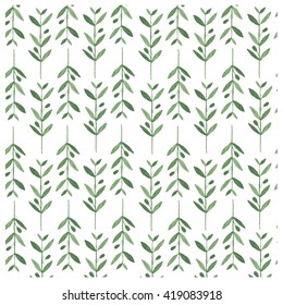 Watercolor vector pattern with olive branches. Illustration on white background. Nature and Organic concept. Natural product.