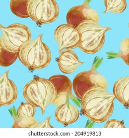 Watercolor vector pattern onion