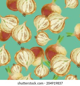 Watercolor vector pattern onion
