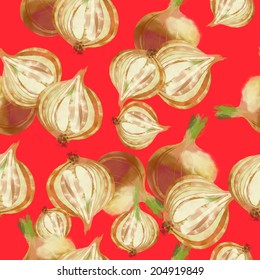 Watercolor vector pattern onion