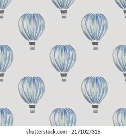 Watercolor vector pattern, seamless, tropical, bright repeating texture with blue, green balloon, background, screensaver, cover