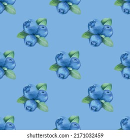 Patrón vectorial de color de agua, sin soldadura, tropical, textura repetitiva brillante con arándanos, fondo, salvapantallas, cubierta