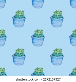 Watercolor vector pattern, seamless pattern, tropical pattern, bright repeating texture with green cacti	