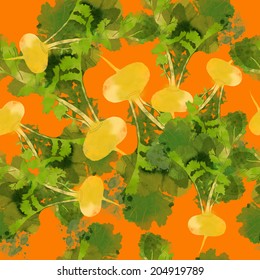 Watercolor vector pattern turnip