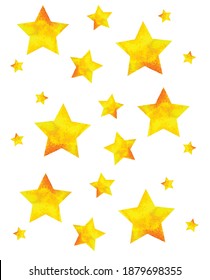 Watercolor vector pattern with yellow stars. Backdrop pattern for design, paper, fabric.