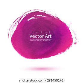 Watercolor vector pink hand drawn stain.
