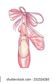 Watercolor vector pink pointe shoes