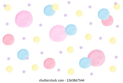 Watercolor vector polka dot pattern background. Pastel sweet wallpaper texture for template, web design and social media advertising. EPS10
