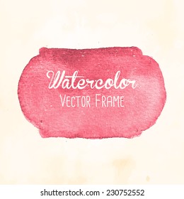 Watercolor vector red frame and banner for text.