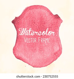 Watercolor vector red frame and banner for text.